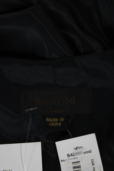 Baroni Men Wool Blue Button Vest Size XL