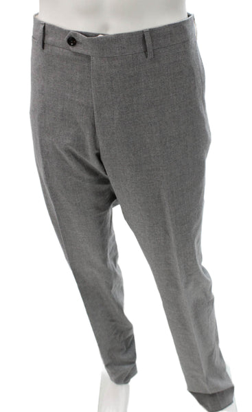 Pescarolo Mens Dress Pants Cashmere Gray Button Inseam 34 Size 56