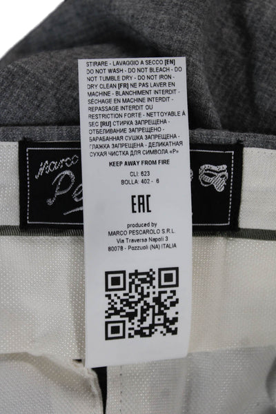 Pescarolo Mens Dress Pants Cashmere Gray Button Inseam 34 Size 56
