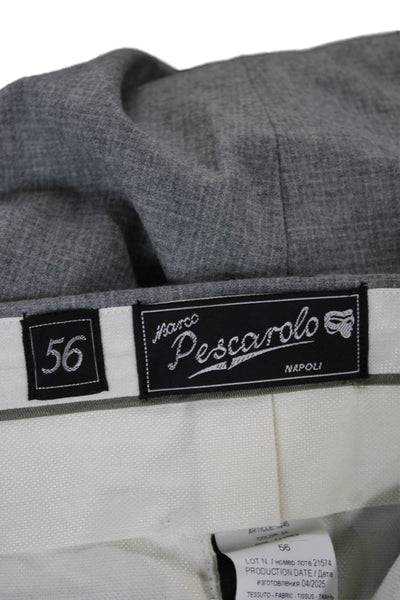 Pescarolo Mens Dress Pants Cashmere Gray Button Inseam 34 Size 56