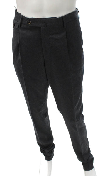 PT Torino Mens Dress Pants Wool Gray Button Size 52