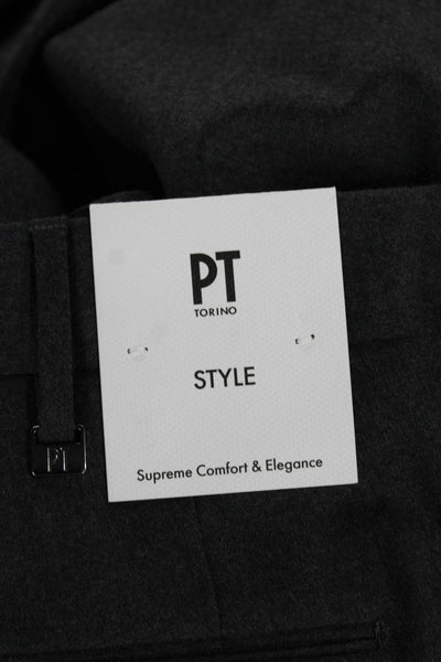 PT Torino Mens Dress Pants Wool Gray Button Size 52