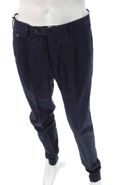 PT Torino Mens Dress Pants Blue Wool Button Size 50