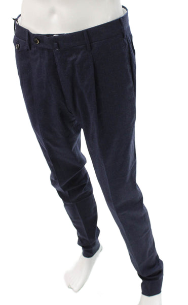 PT Torino Mens Dress Pants Blue Wool Button Size 50