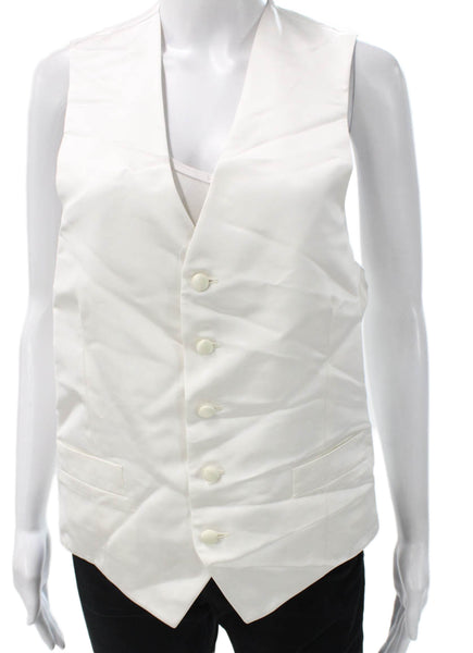 Atelier Munro Women Vest Blouse V-Neck Sleeveless White Polyester Blend Size 52