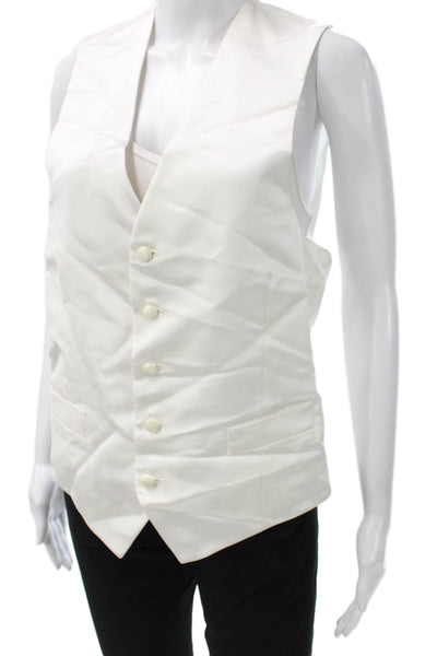 Atelier Munro Women Vest Blouse V-Neck Sleeveless White Polyester Blend Size 52