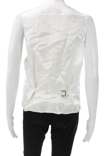 Atelier Munro Women Vest Blouse V-Neck Sleeveless White Polyester Blend Size 52