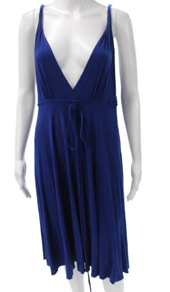Searle Women Maxi Dress Blue Sleeveless V-Neck Polyester Blend Size S