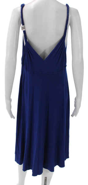 Searle Women Maxi Dress Blue Sleeveless V-Neck Polyester Blend Size S