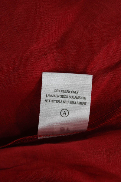 Sachin & Babi Women Red Linen Trapeze Dress Square Neck Long Sleeve Size L