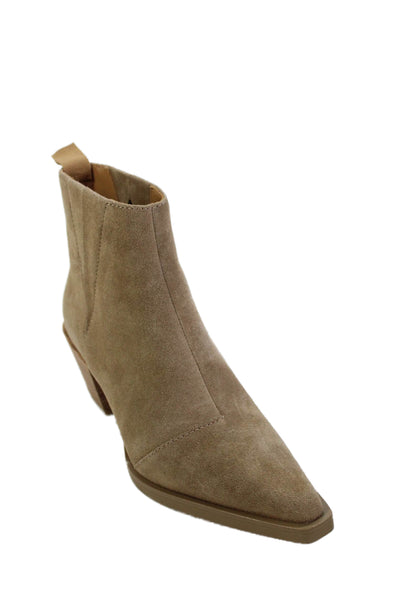 Rag & Bone Womens Suede Pointed Toe Ankle Boots Beige Size 37 7