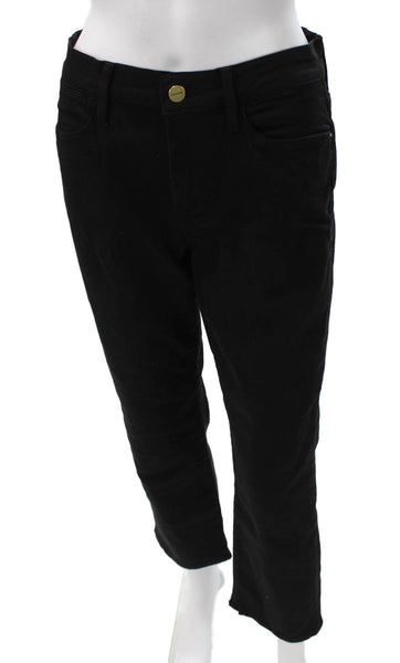Frame Womens Straight Jeans Black Mid Rise Button Size 29