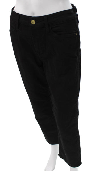 Frame Womens Straight Jeans Black Mid Rise Button Size 29