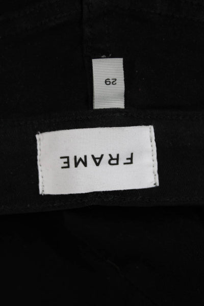 Frame Womens Straight Jeans Black Mid Rise Button Size 29