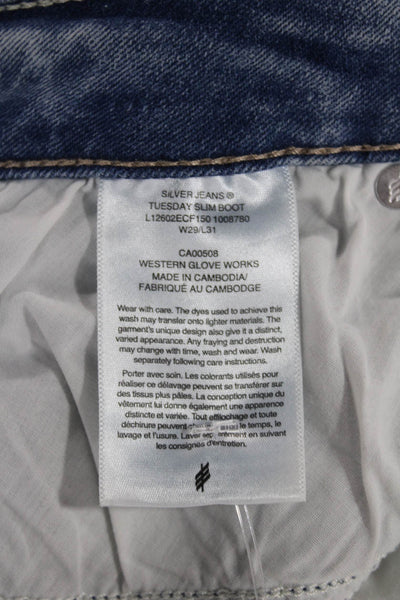Silver Jeans Womens Bootcut Jeans Blue Low Rise Cotton Blend Size 29