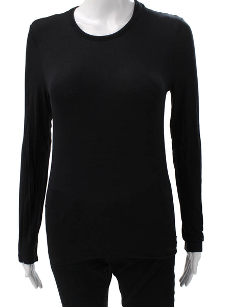 Calvin Klein Womens Basic Black T-Shirt Long Sleeve Crew Neck Size S