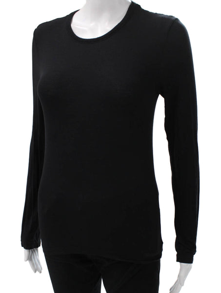 Calvin Klein Womens Basic Black T-Shirt Long Sleeve Crew Neck Size S