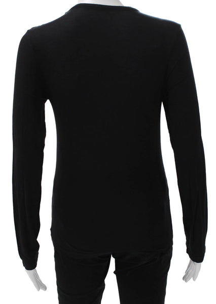 Calvin Klein Womens Basic Black T-Shirt Long Sleeve Crew Neck Size S