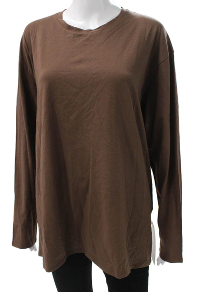 Lululemon Women Brown Pima Cotton Pullover Long Sleeve Round Neck Top Size XL