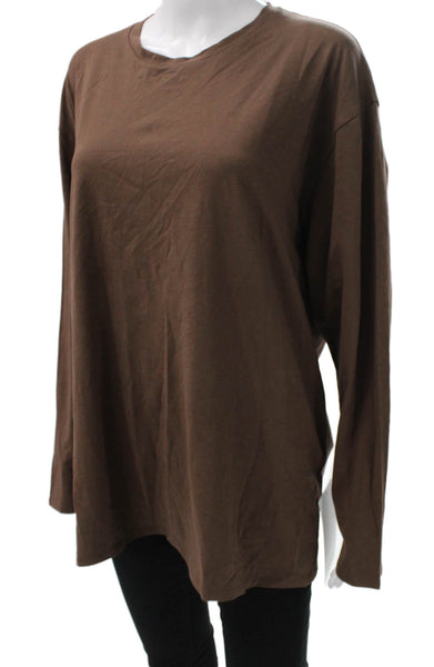 Lululemon Women Brown Pima Cotton Pullover Long Sleeve Round Neck Top Size XL