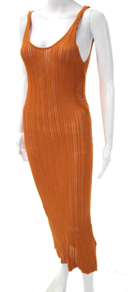 Zara Womens Orange Viscose Scoop Neck Sleeveless Maxi Dress Full-Length Size S