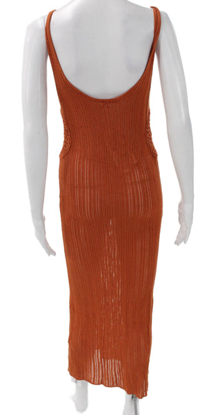 Zara Womens Orange Viscose Scoop Neck Sleeveless Maxi Dress Full-Length Size S