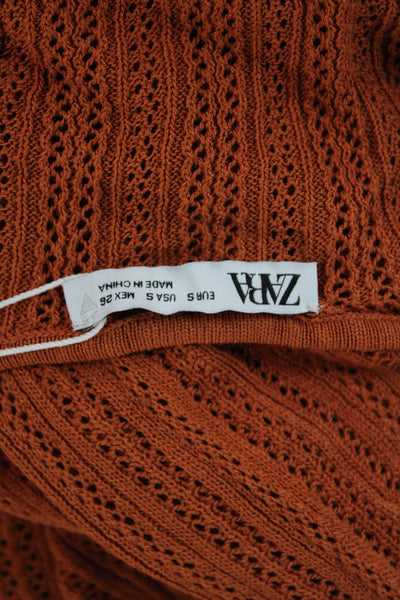 Zara Womens Orange Viscose Scoop Neck Sleeveless Maxi Dress Full-Length Size S