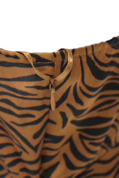 Zara Women Maxi Dress Brown Animal Print V-Neck Sleeveless Size S