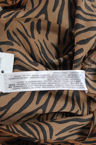 Zara Women Maxi Dress Brown Animal Print V-Neck Sleeveless Size S