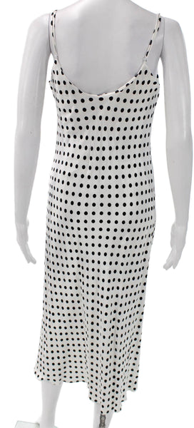 Zara Women Slip Dress White Polka Dot Cowl Maxi Sleeveless Size M