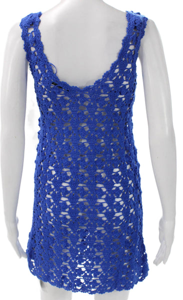 Zara Women Blue Tank Dress Scoop Neck Sleeveless Cotton Above Knee Size S