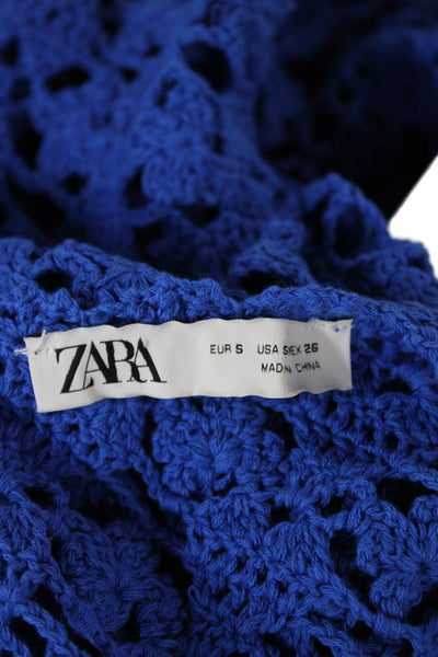 Zara Women Blue Tank Dress Scoop Neck Sleeveless Cotton Above Knee Size S