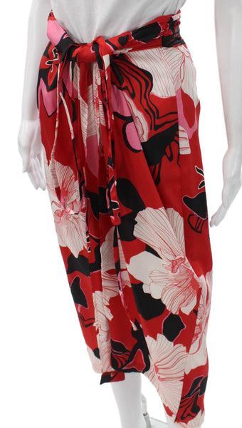 Zara Womens Wrap Skirt Long Floral Tie Multicolor Polyester Size S