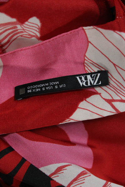 Zara Womens Wrap Skirt Long Floral Tie Multicolor Polyester Size S
