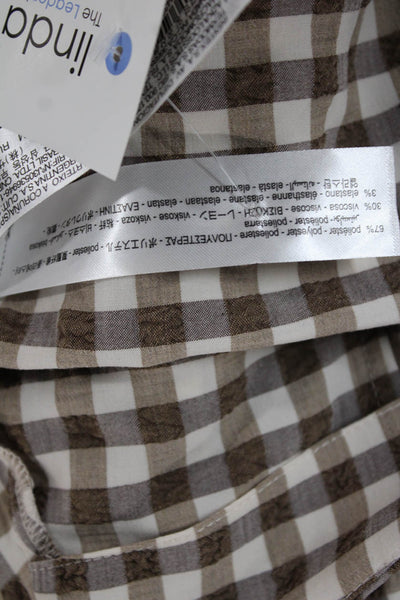 Zara Women Wrap Skirt Long Brown Check Tie Waist Size M