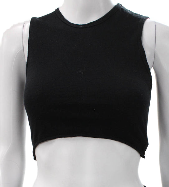Live the Process Womens Cropped Black Tank Crew Neck Cotton Cashmere Size S