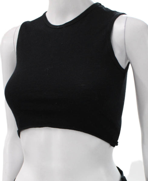 Live the Process Womens Cropped Black Tank Crew Neck Cotton Cashmere Size S