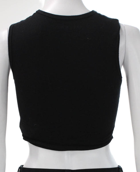 Live the Process Womens Cropped Black Tank Crew Neck Cotton Cashmere Size S