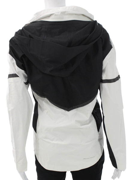 Nike Women Windbreaker White Colorblock Nylon Zip Long Sleeve Size XS