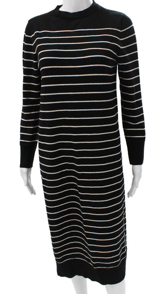 Zara Womens Sweater Dress Black Striped Crew Neck Long Sleeve Size S