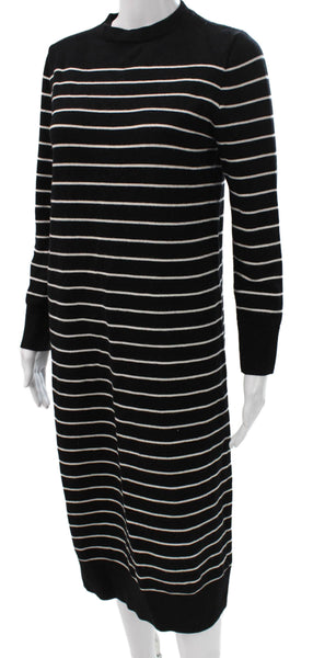 Zara Womens Sweater Dress Black Striped Crew Neck Long Sleeve Size S
