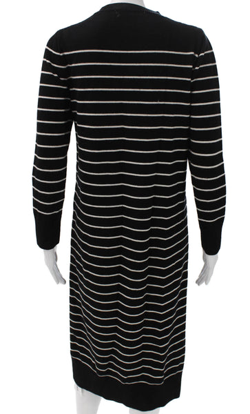 Zara Womens Sweater Dress Black Striped Crew Neck Long Sleeve Size S
