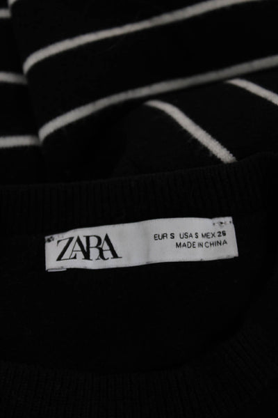 Zara Womens Sweater Dress Black Striped Crew Neck Long Sleeve Size S