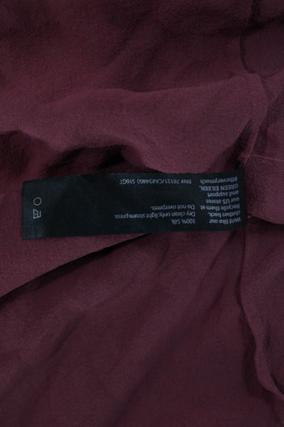 Eileen Fisher Women Silk Boat Neck Short Sleeve Tunic Red Size M