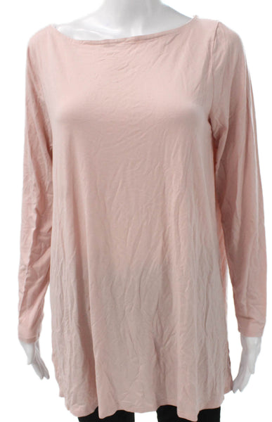 Eileen Fisher Women Tunic Pink Boat Neck Long Sleeve Polyester Size M