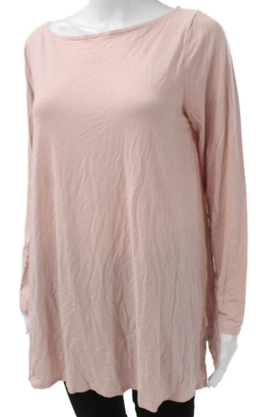 Eileen Fisher Women Tunic Pink Boat Neck Long Sleeve Polyester Size M