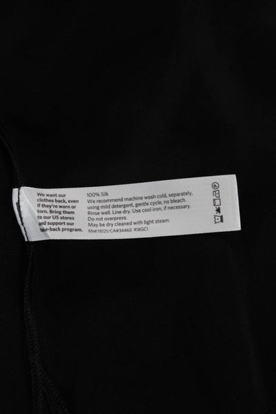 Eileen Fisher Women Silk Boat Neck Tunic Blouse Black 3/4 Sleeve Size M