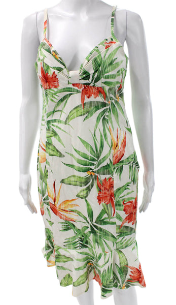 Karen Millen Women Bodycon Floral Cotton Sweetheart Mid-Calf Dress Size 10