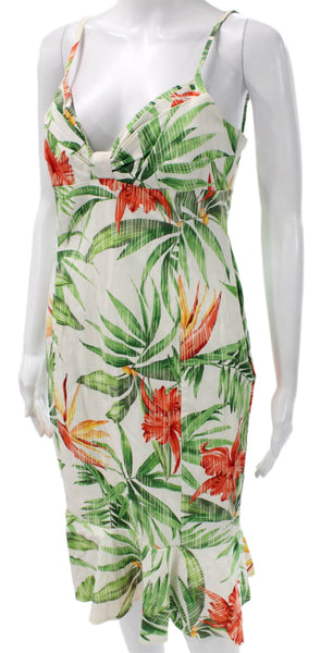 Karen Millen Women Bodycon Floral Cotton Sweetheart Mid-Calf Dress Size 10