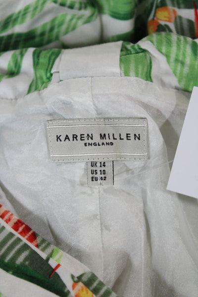 Karen Millen Women Bodycon Floral Cotton Sweetheart Mid-Calf Dress Size 10